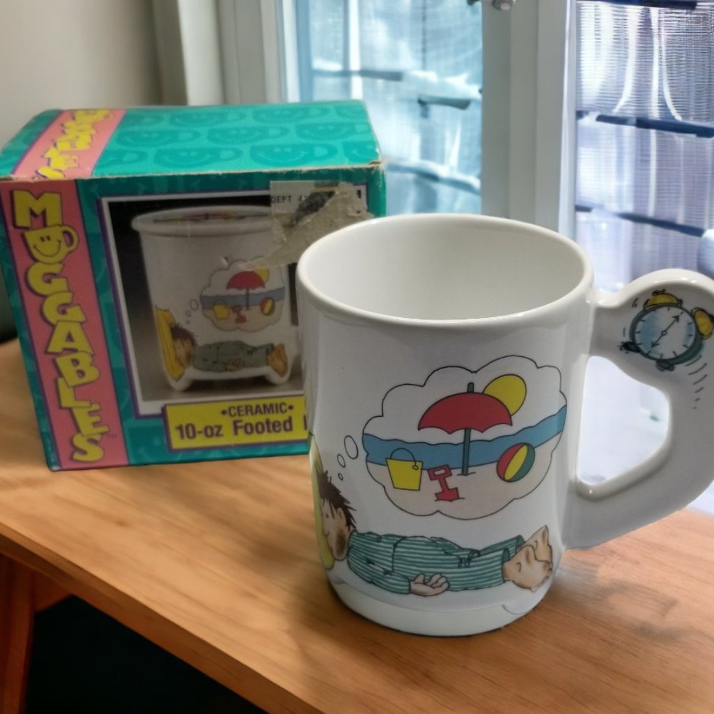 1991 Muggables Ceramic Footed Coffee Mug Humorous Collection Tea Hot Coco Cup - Picture 3 of 9